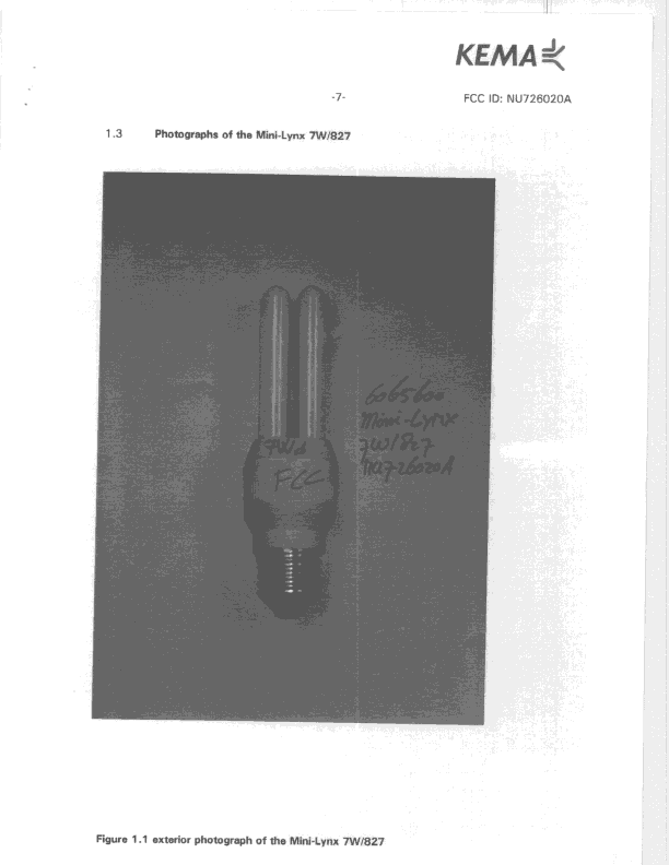RF LAMP - FCC ID NU726020A - Sylvania Lighting International Lighting Ltd