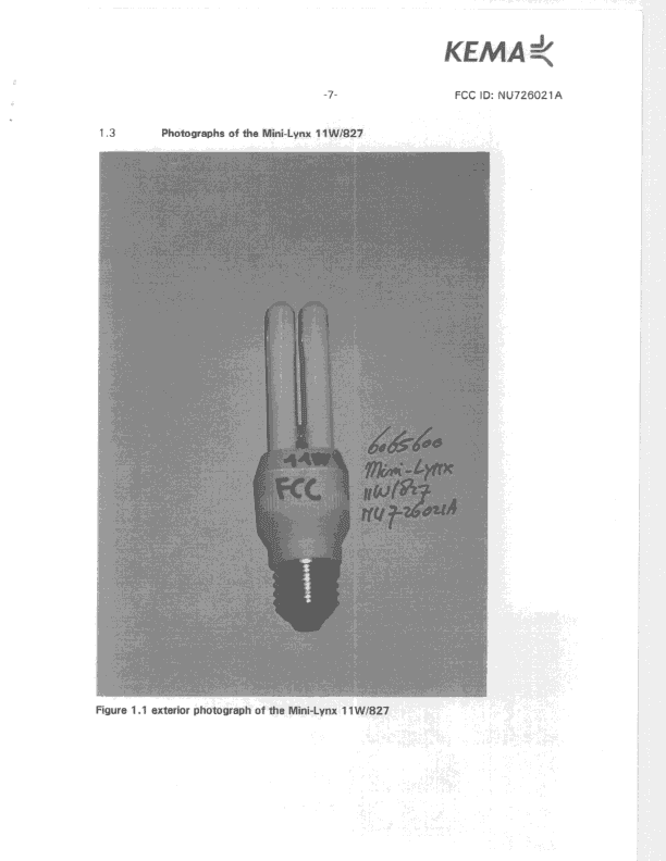RF Lamp - FCC ID NU726021A - Sylvania Lighting International Lighting Ltd