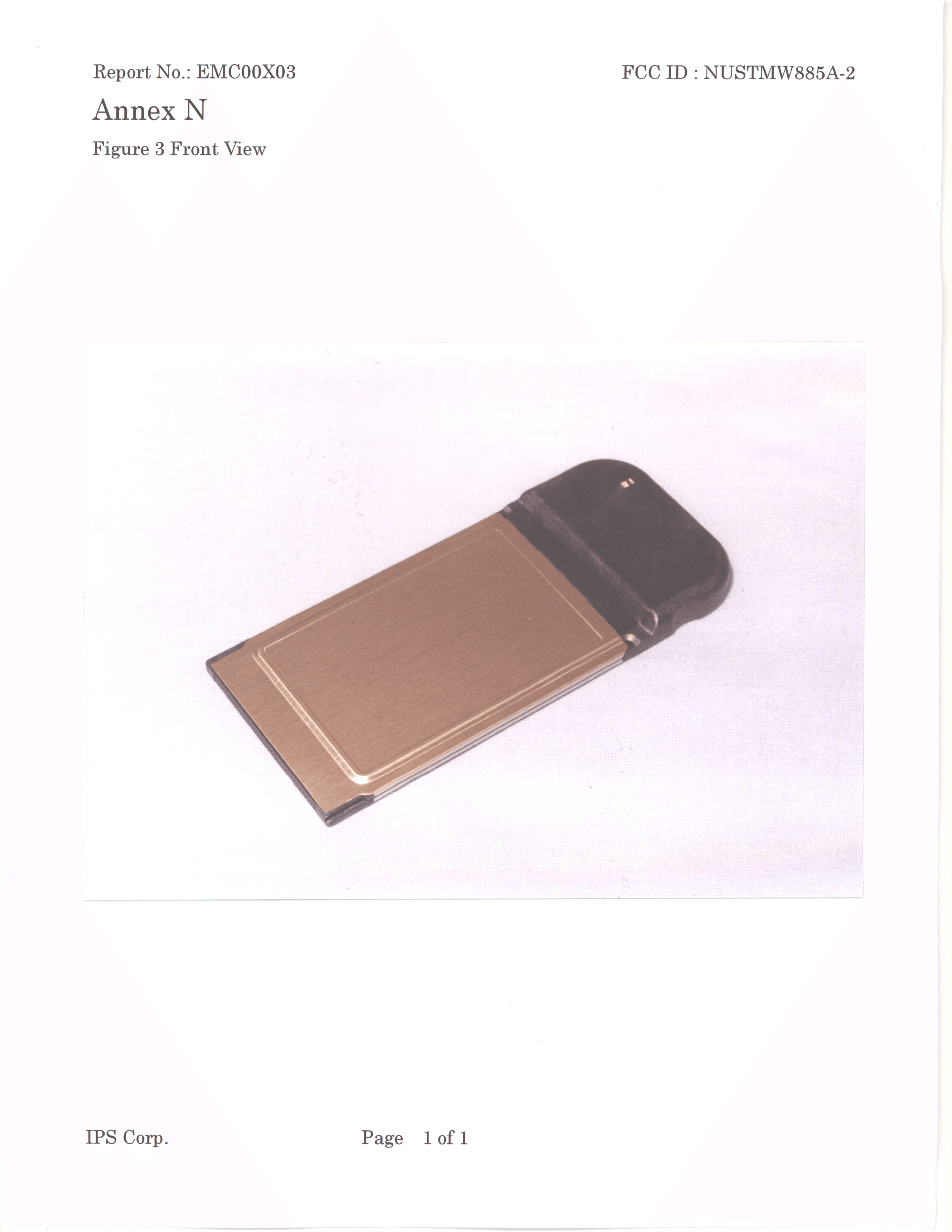 2.4GHz Wireless LAN Card - FCC ID NUSTMW885A-2 - Toko Inc