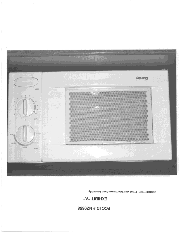 Microwave Oven - FCC ID NZ9658 - Danby Products Inc.