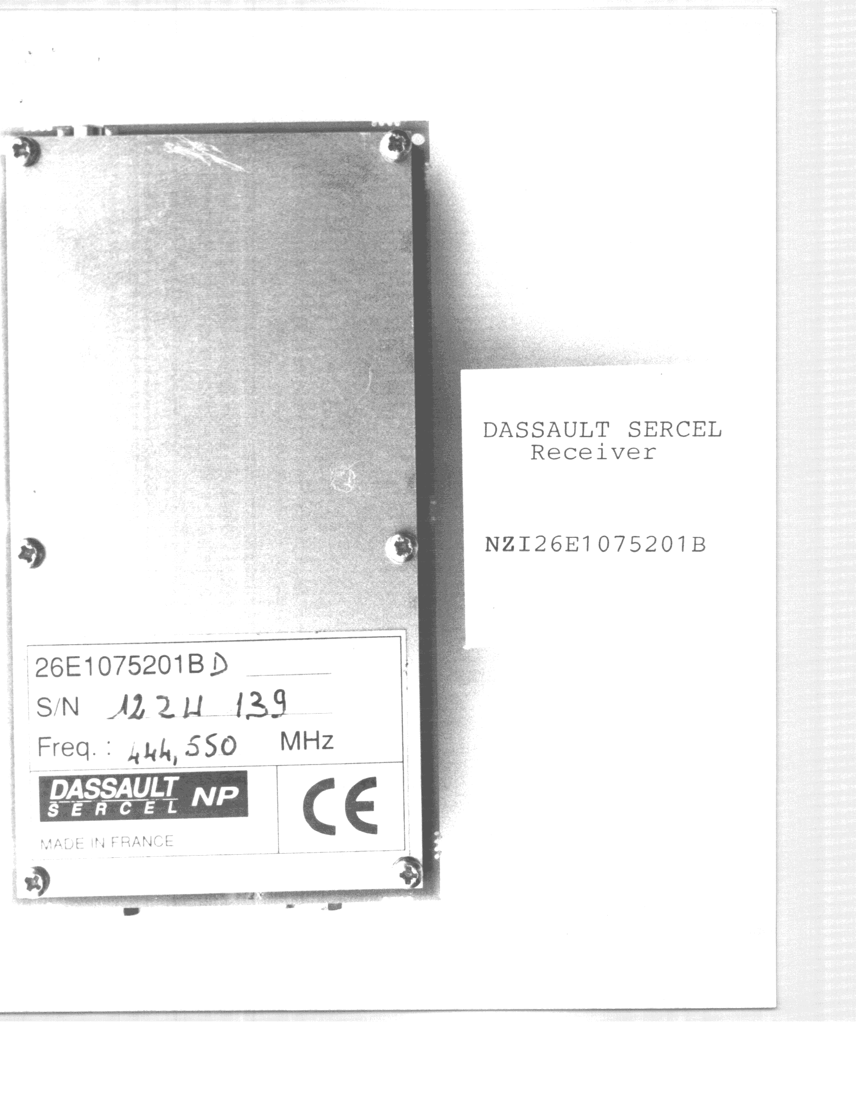 CXX - Communications Rcvr for use w/ licensed Tx and CBs - FCC ID NZI26E1075201B - TRIMBLE EUROPE BV