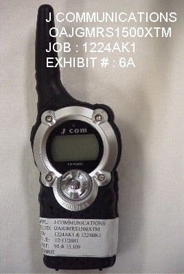 GMRS Transceiver - FCC ID OAJGMRS1500XTM - J Communications Co Ltd