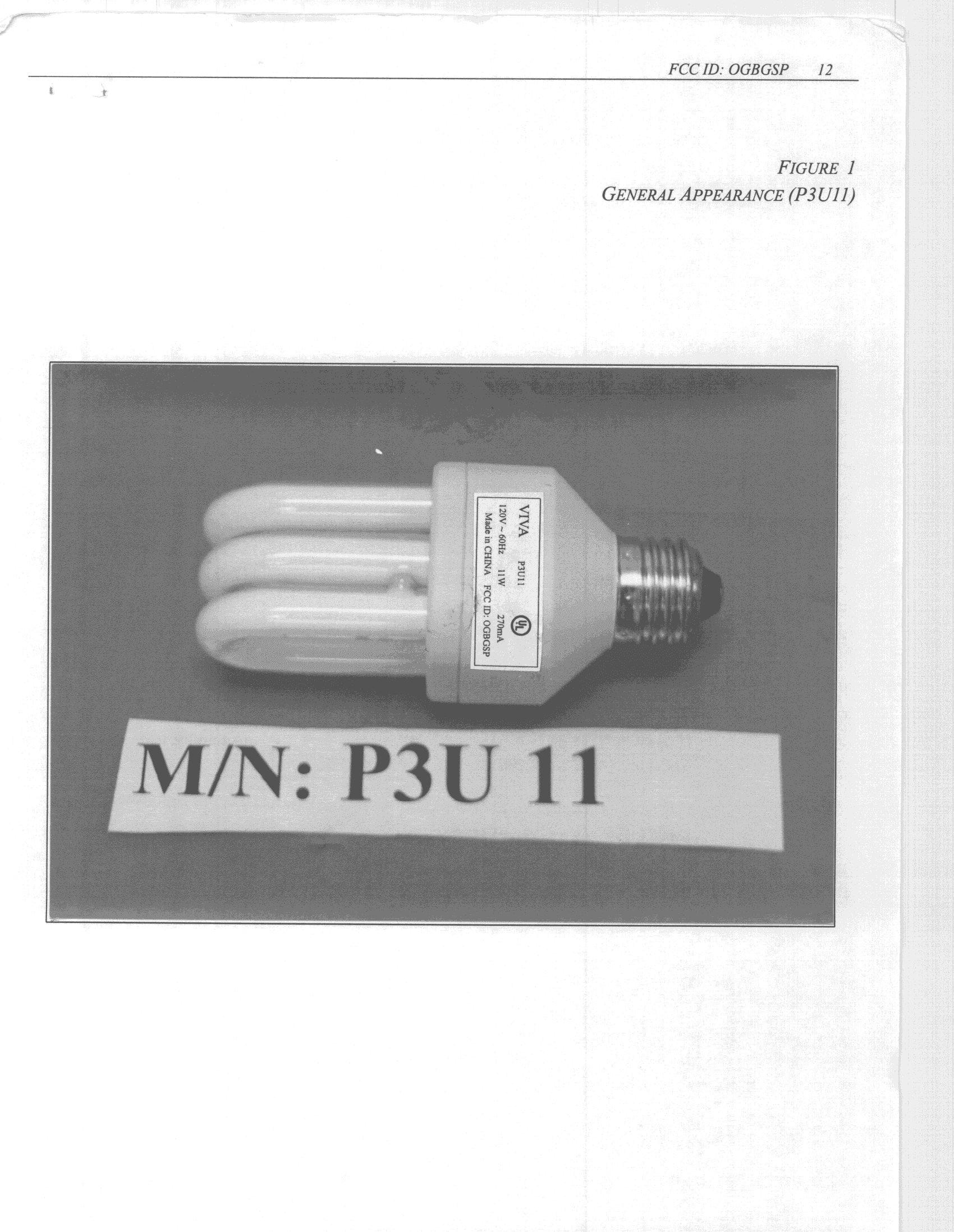 RF Lamp - FCC ID OGBGSP - Shanghai Viva Home Improvement Co. Ltd. (1)