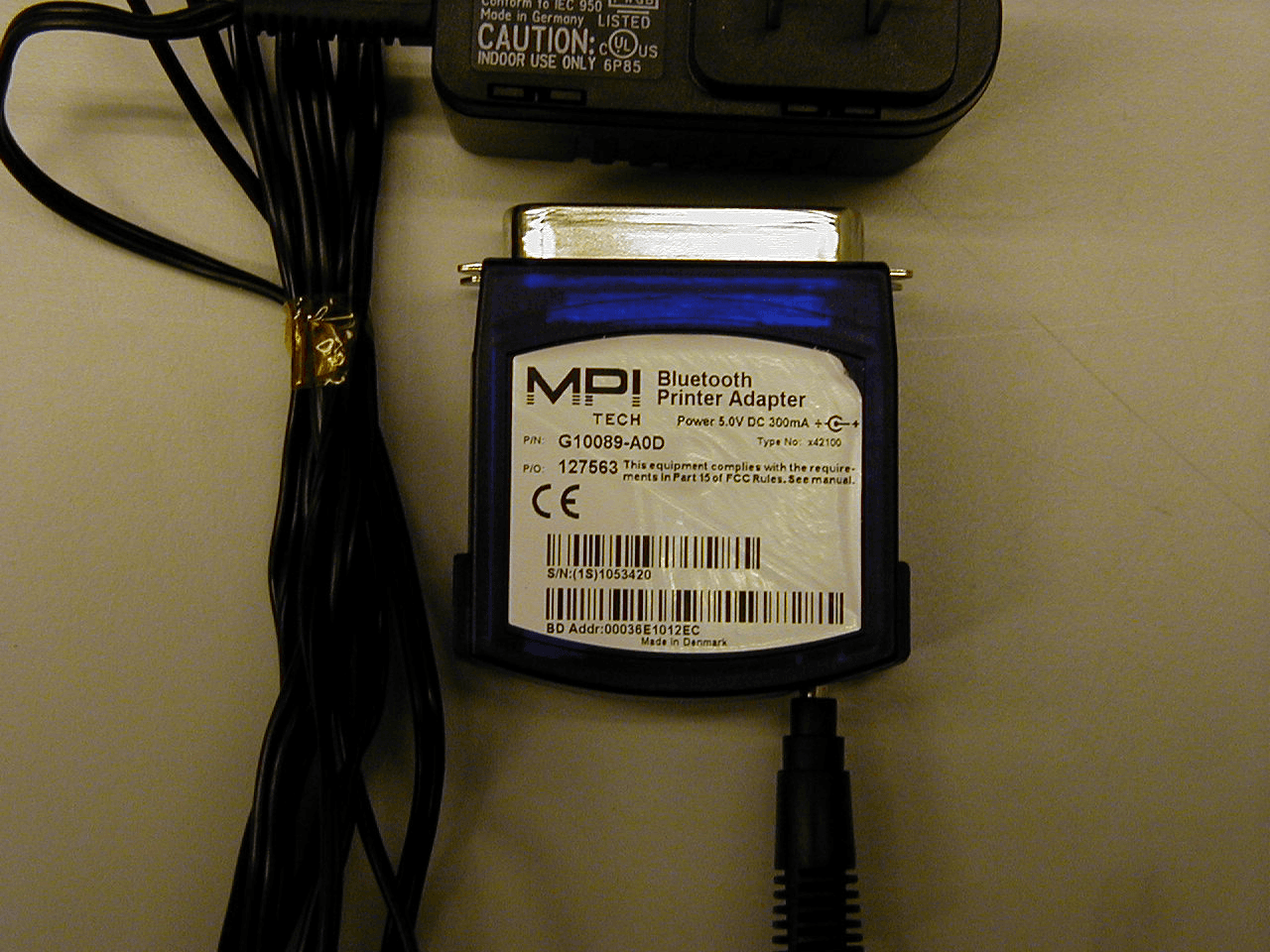 Bluetooth Printer Adapter - FCC ID OK6X42100 - I-Data International A/S
