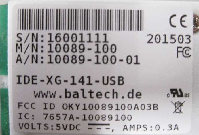 IDE-XG-141-USB - FCC ID OKY10089100A03B - Baltech AG