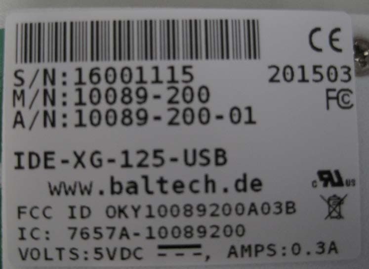 IDE-XG-125-USB - FCC ID OKY10089200A03B - Baltech AG