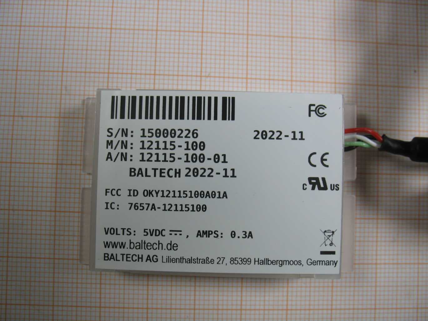 RFID Card Reader - FCC ID OKY12115100A01A - Baltech AG (2)