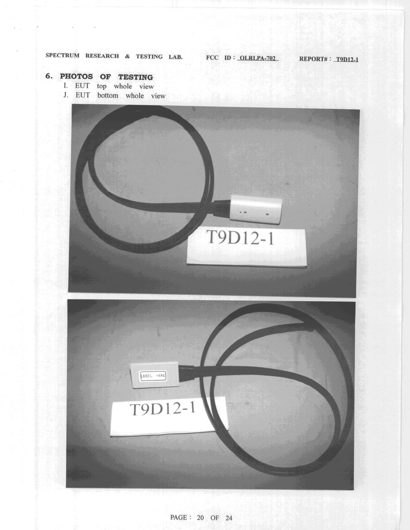 Wireless Parking Entry Transmitter - FCC ID OLRLPA-702 - Level Electronics Co. Ltd. (2)