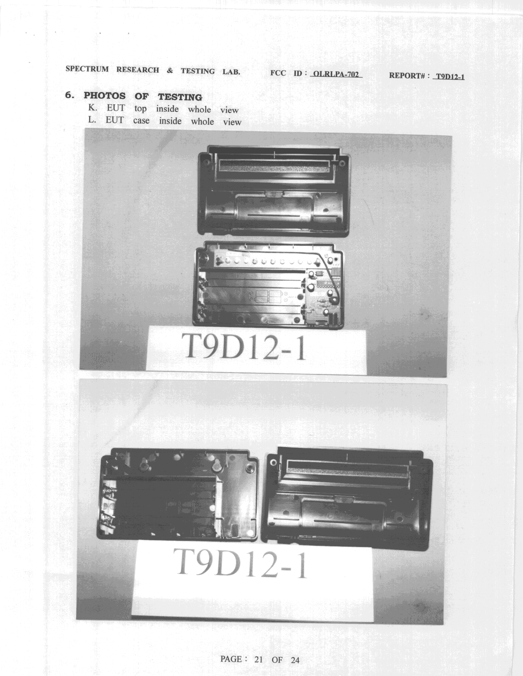 Wireless Parking Entry Transmitter - FCC ID OLRLPA-702 - Level Electronics Co. Ltd.