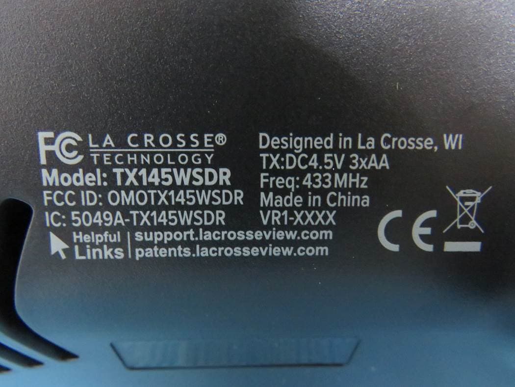 CYCLONE PRO WIND SENSOR - FCC ID OMOTX145WSDR - La Crosse Technology Ltd.