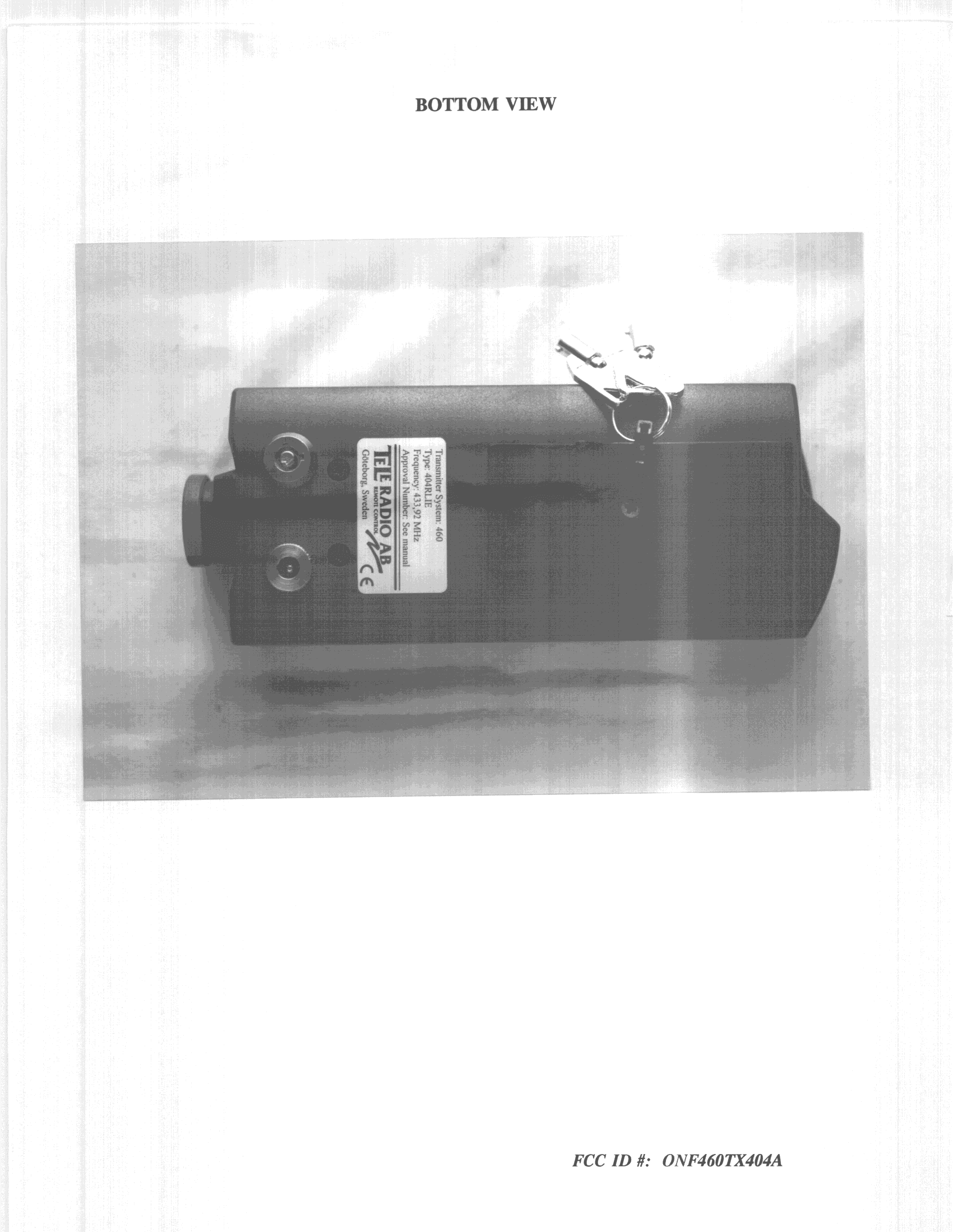 DSC - Part 15 Security/Remote Control Transmitter - FCC ID ONF460TX404A - Tele-Radio i Lysekil AB