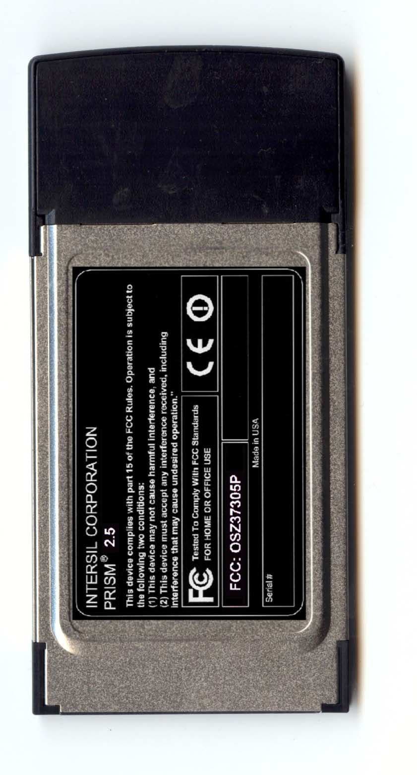 2.4 GHz WLAN PCMCIA Card - FCC ID OSZ37305P - Conexant Systems Inc.