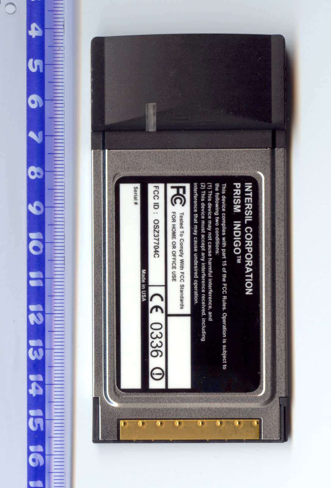 5GHz Low Power Cardbus WLAN Card - FCC ID OSZ37704C - Conexant Systems Inc.