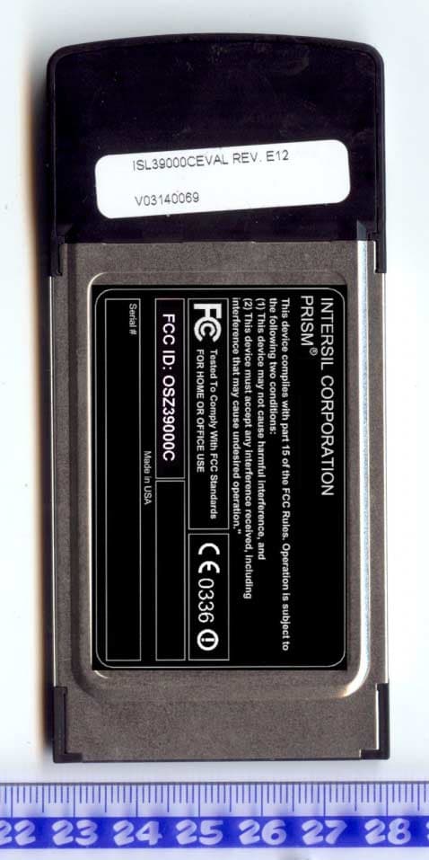 2.4/5 GHz IEEE 802.11g/a WLAN Cardbus card - FCC ID OSZ39000C - Conexant Systems Inc.