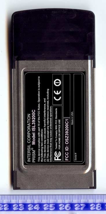 2.4/5 GHz IEEE 802.11g/a WLAN Cardbus card - FCC ID OSZ39200C1 - Conexant Systems Inc.