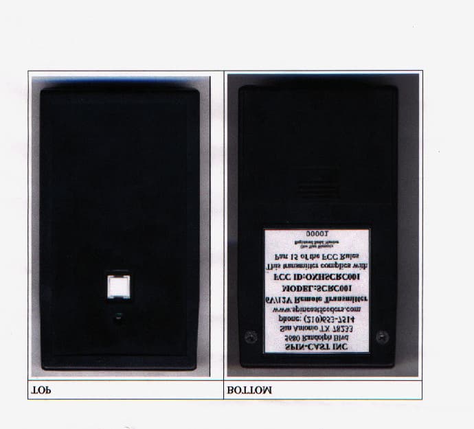 Remote Control Feeder Transmitter - FCC ID OXHSCR001 - Spin-Cast, Inc.