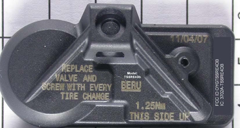 Tire Safety System - FCC ID OYGTSSRE4DB - Huf Baolong Electronics Bretten GmbH