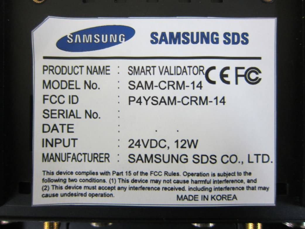 SMART VALIDATOR - FCC ID P4YSAM-CRM-14 - Samsung SDS Co., Ltd. (2)