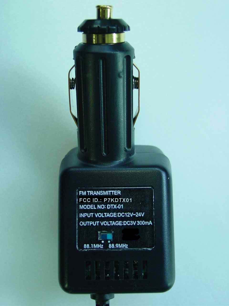 FM Transmitter - FCC ID P7KDTX01 - Diasonic Technology Co Ltd
