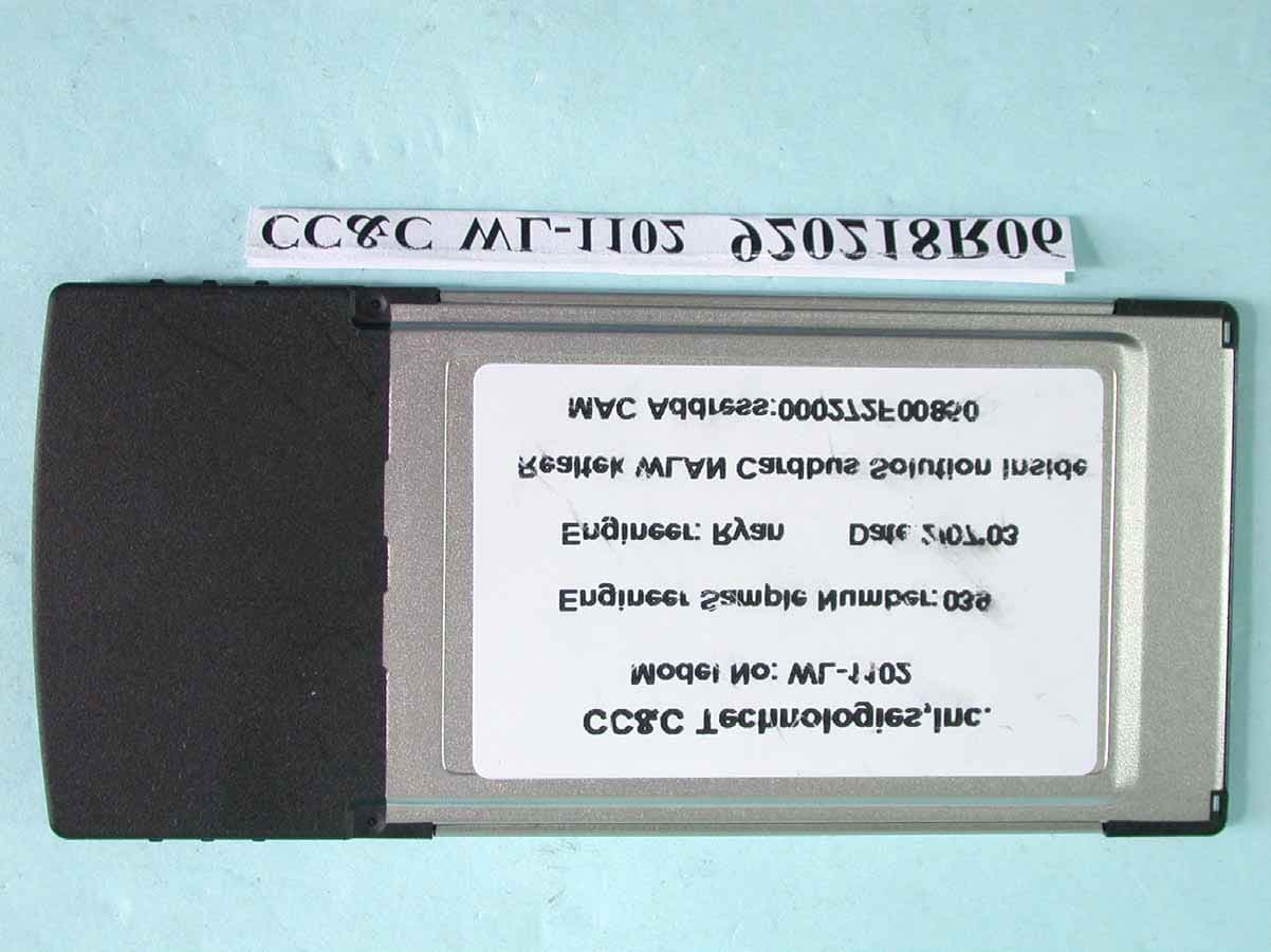 WLAN Cardbus PCMCIA Card - FCC ID PANWL1102 - CC&C Technologies, Inc. (2)
