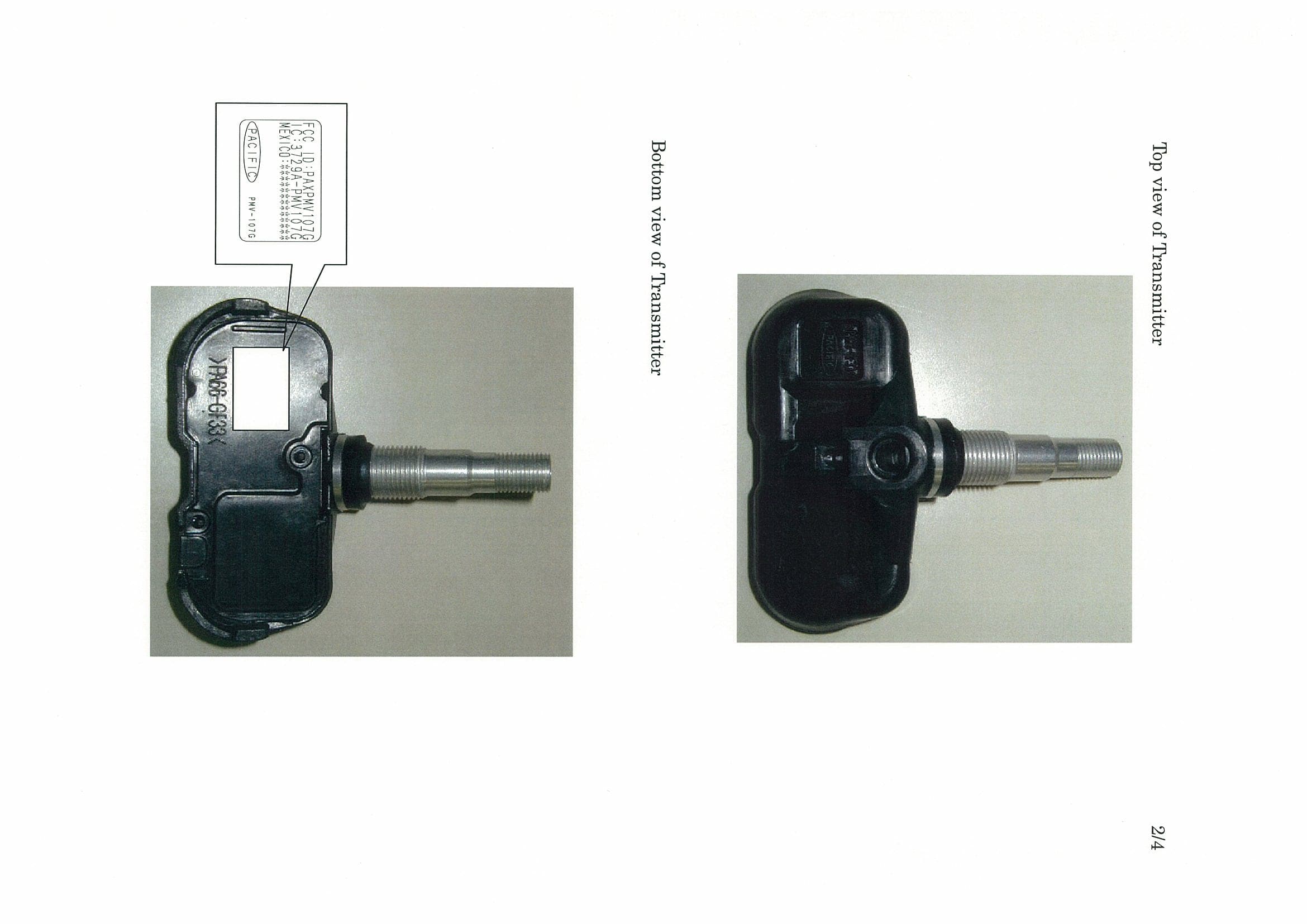 Low Power Transmitter Vehicle Tire Monitoring - FCC ID PAXPMV107G - Pacific Industrial Company, LTD.