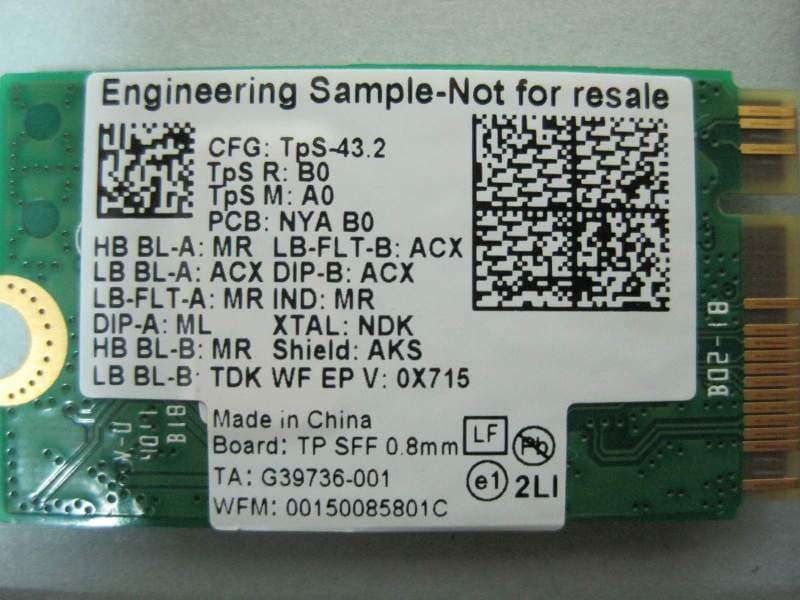 Intel Centrino Advanced-N 6205 - FCC ID PD962205ANSU - Intel Corporation (1)