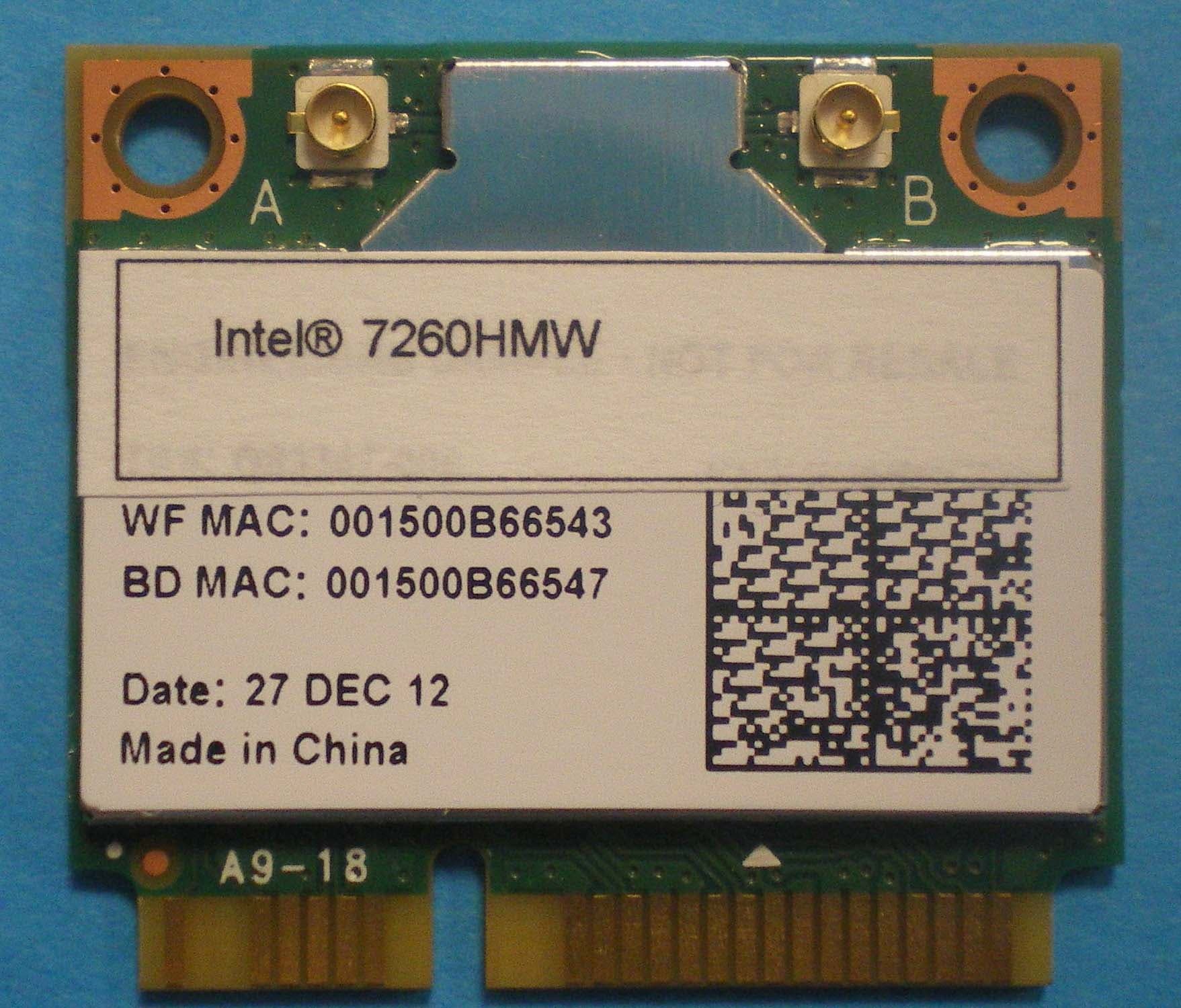 Model 7260HMW Wireless Network Adapter - FCC ID PD97260H - Intel Corporation