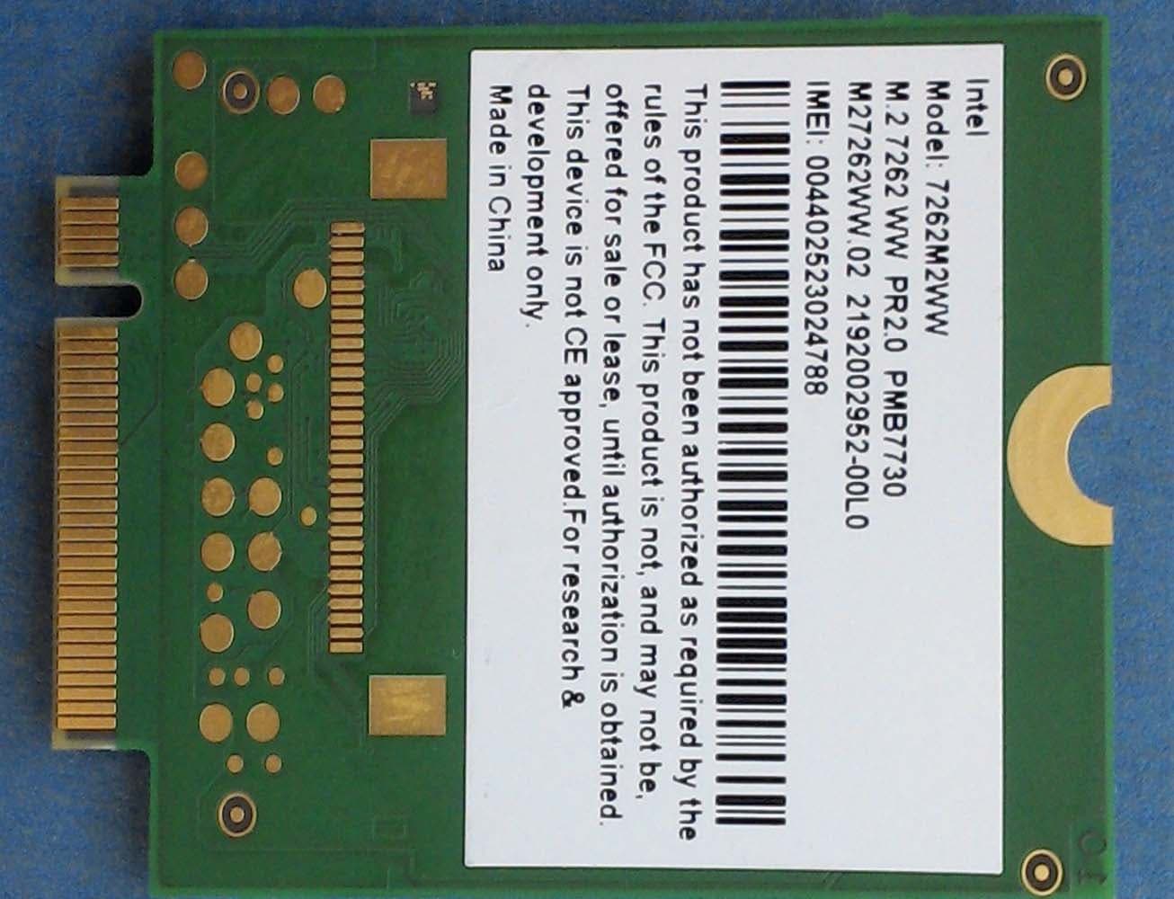 WWAN Module Adapter Card - FCC ID PD97262WW - Intel Corporation