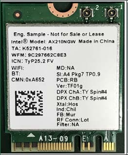 Intel WiFi 6E AX210 Module - FCC ID PD9AX210NG - Intel Corporation