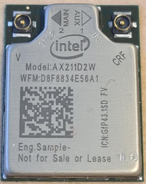 Intel Wi-Fi 6 AX211 - FCC ID PD9AX211D2 - Intel Corporation
