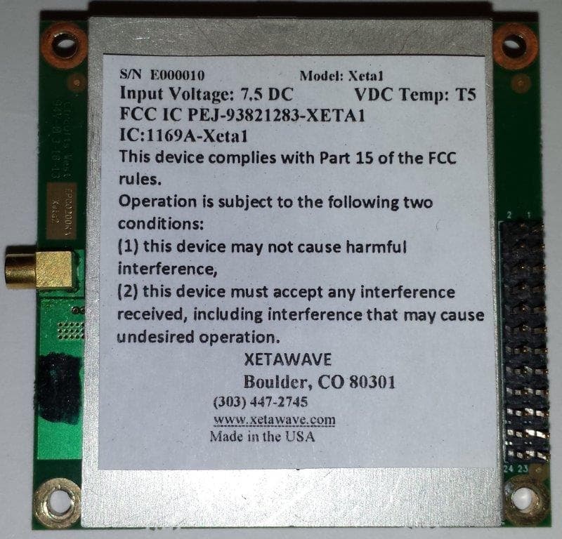 Xeta1 - FCC ID PEJ-93821283-XETA - Xetawave LLC