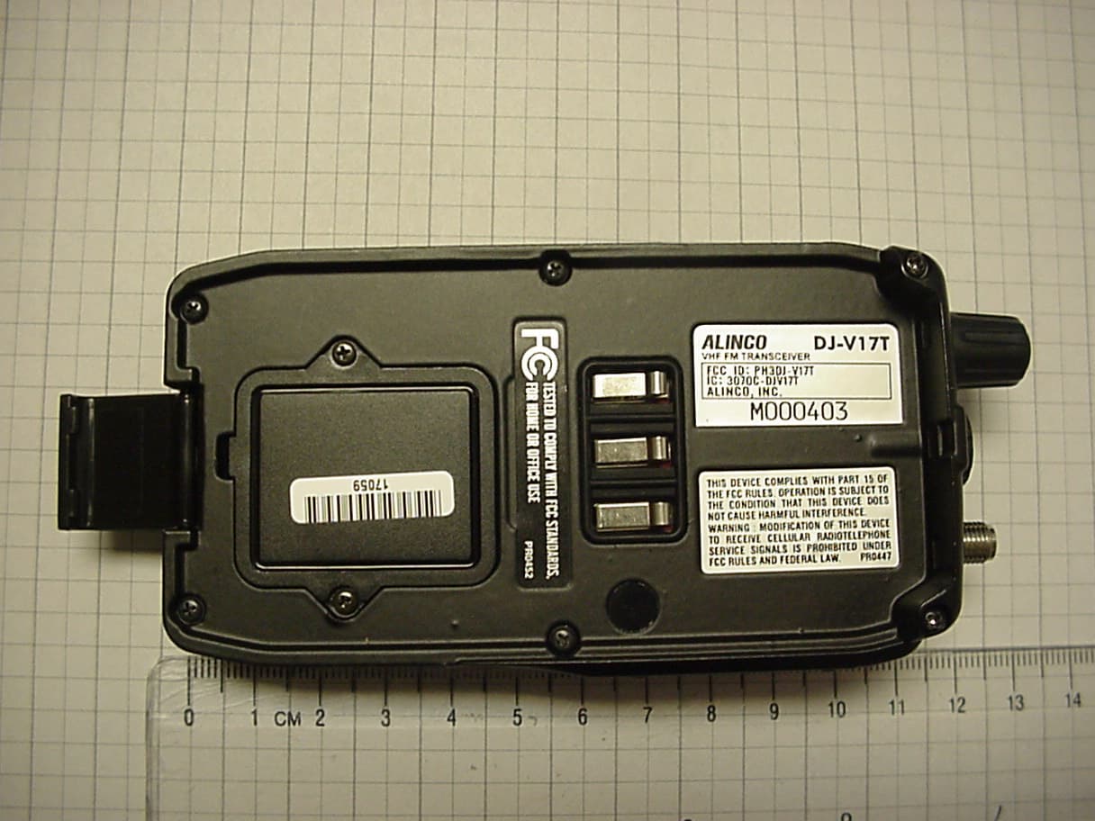 VHF FM Scanning Receiver - FCC ID PH3DJ-V17T - Alinco Incorporated, Electronics Division (2)