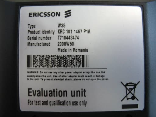 Mobile Broadband Router - FCC ID PJWMBRW35 - Ericsson AB