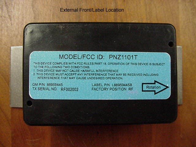 Wireless Tire Pressure Sensor - FCC ID PNZ1101T - Xilor Inc