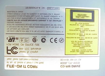 CD-RW DRIVE - FCC ID PPQRW1001 - LITE-ON TECHNOLOGY CORP.