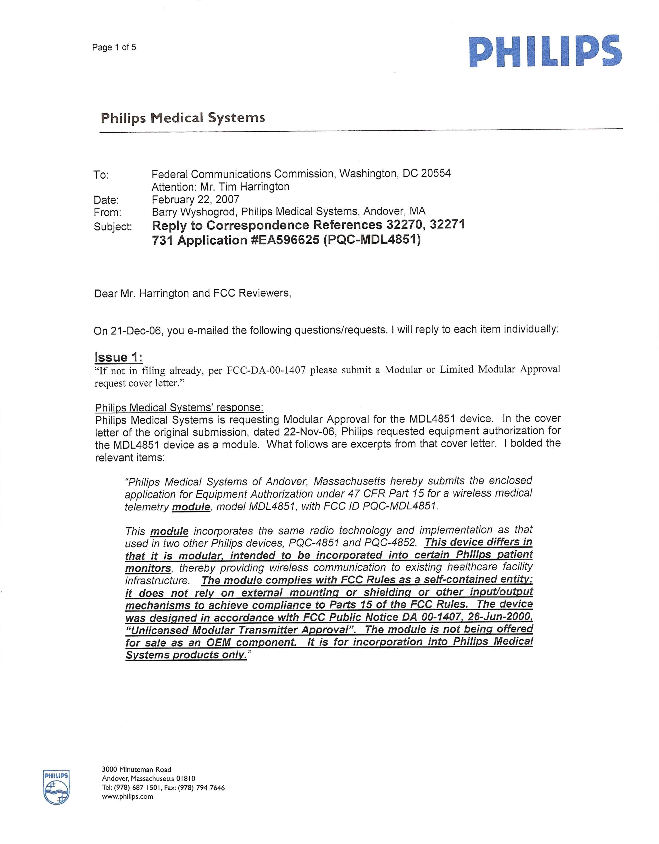 2.4 GHz Radio Module - FCC ID PQC-MDL4851 - Philips Medical Systems North America Co. (3)
