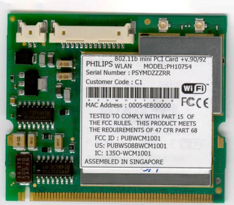 Wireless LAN MiniPCI Combo Card - FCC ID PUBWCM1001 - Philips Components (2)