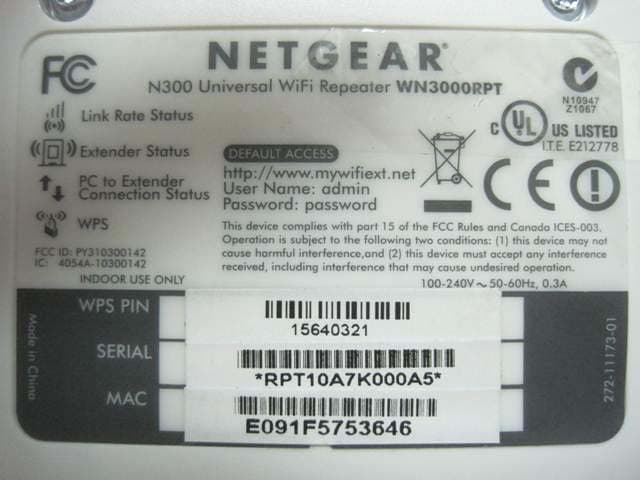 Universal WiFi Range Extender - FCC ID PY310300142 - Netgear Incorporated
