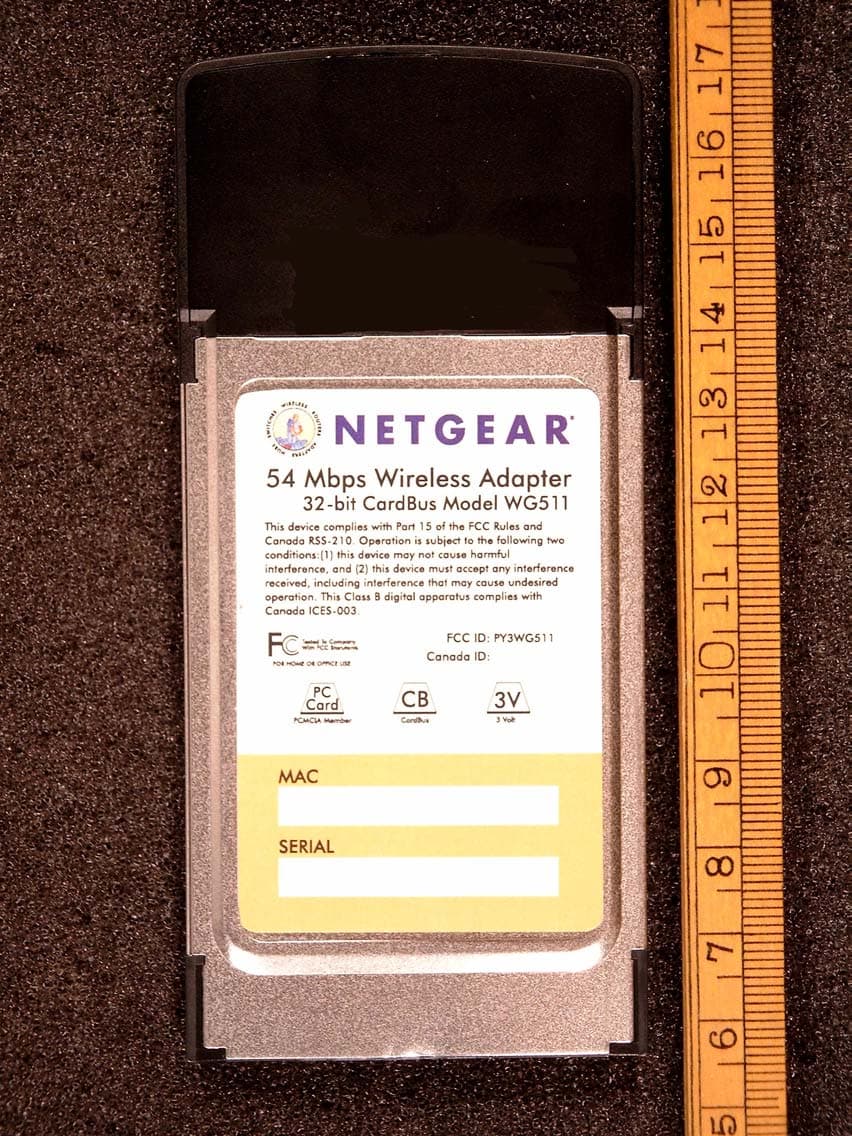54 Mbps 802.11g Wireless PC Card - FCC ID PY3WG511 - Netgear Incorporated