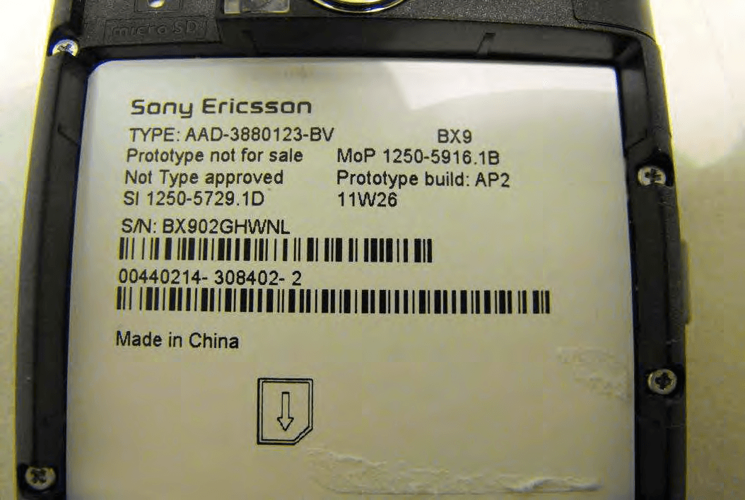 Mobile phone with Bluetooth, WLAN 802.11bgn, GPS/A-GPS, ANT+ and FM Rx - FCC ID PY7A3880124 - Sony Corporation (3)