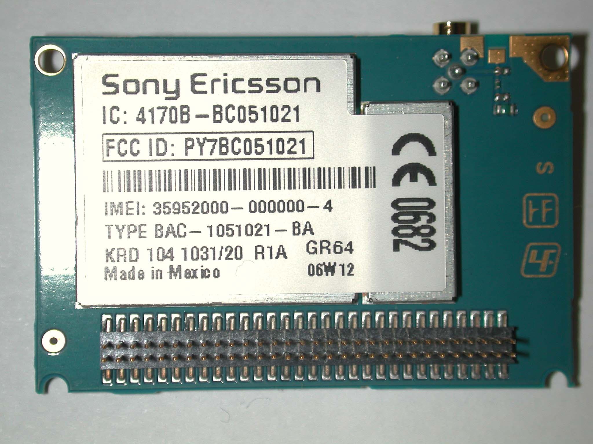 Quadband GPRS Module - FCC ID PY7BC051021 - Sony Corporation