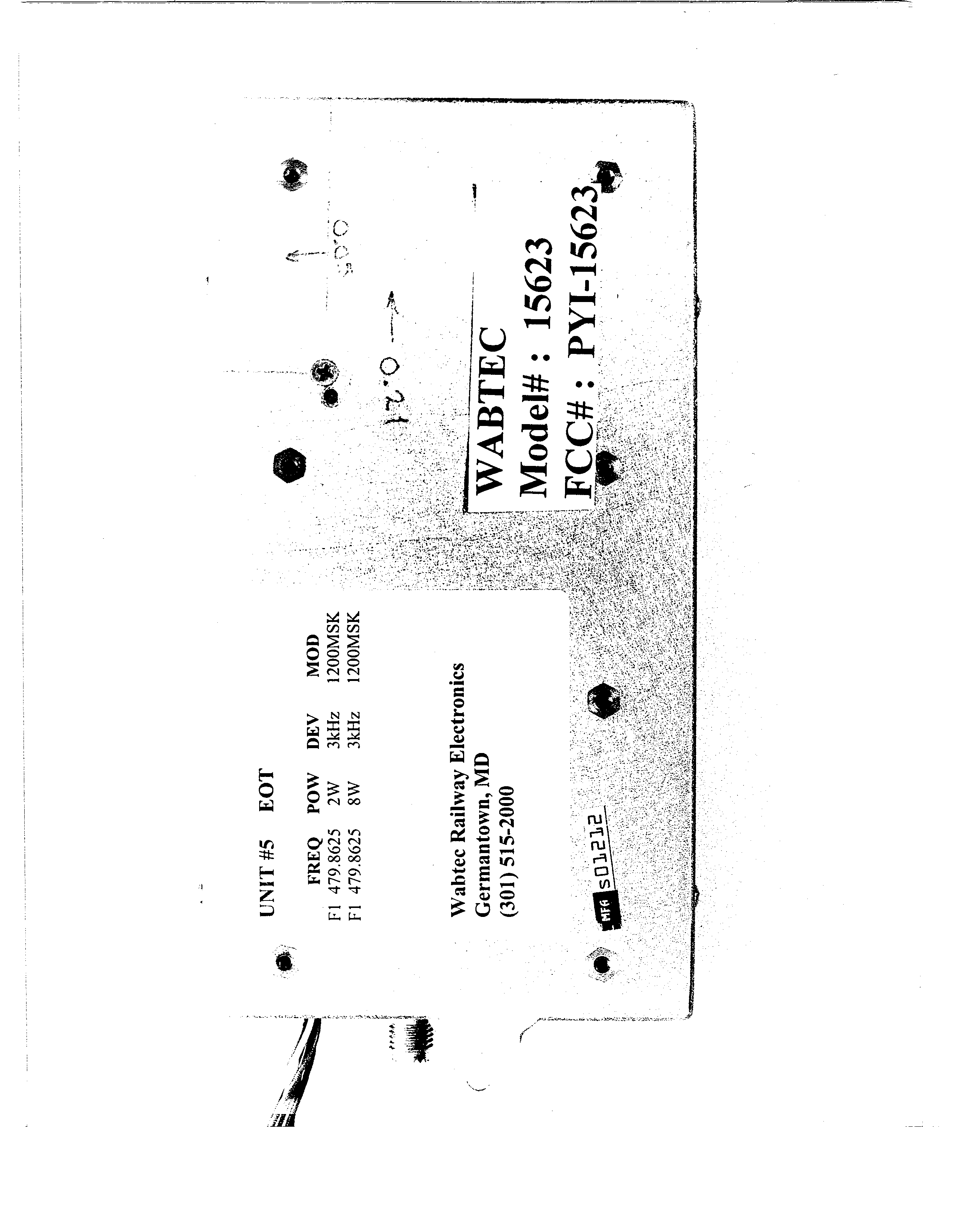 UHF FM Transceiver - FCC ID PYI-15623 - Wabtec Railway Electronics (2)