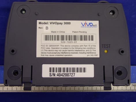 Wireless Payment Reade - FCC ID Q55030XXIC - ViVOtech, Inc.