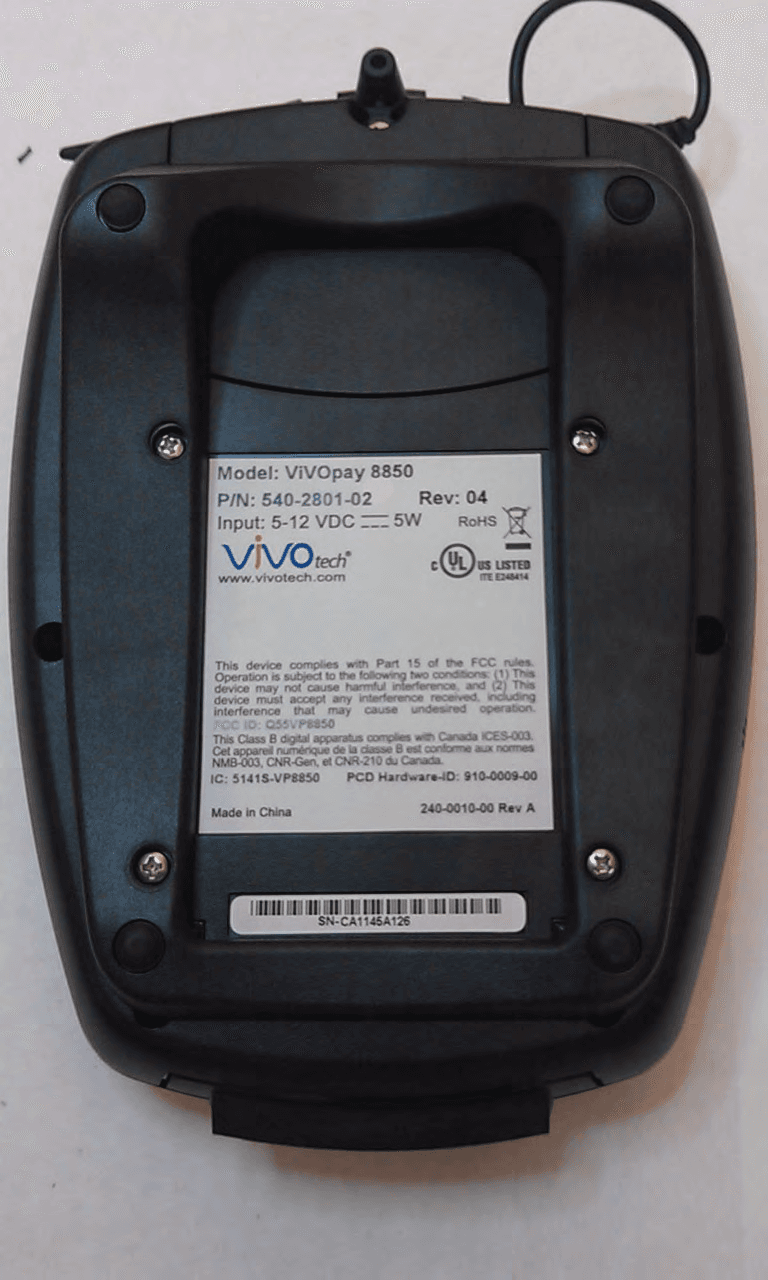 Wireless Card Reader - FCC ID Q55VP8850 - ViVOtech, Inc. (1)