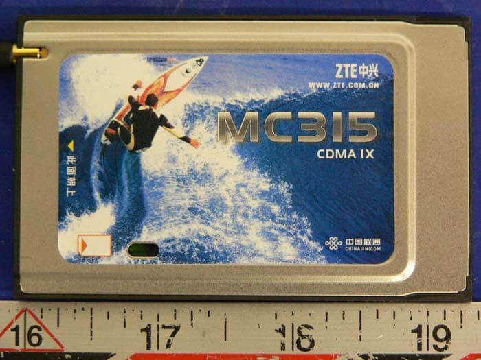800 MHz CDMA PCMCIA Card - FCC ID Q78-MC315 - ZTE Corporation