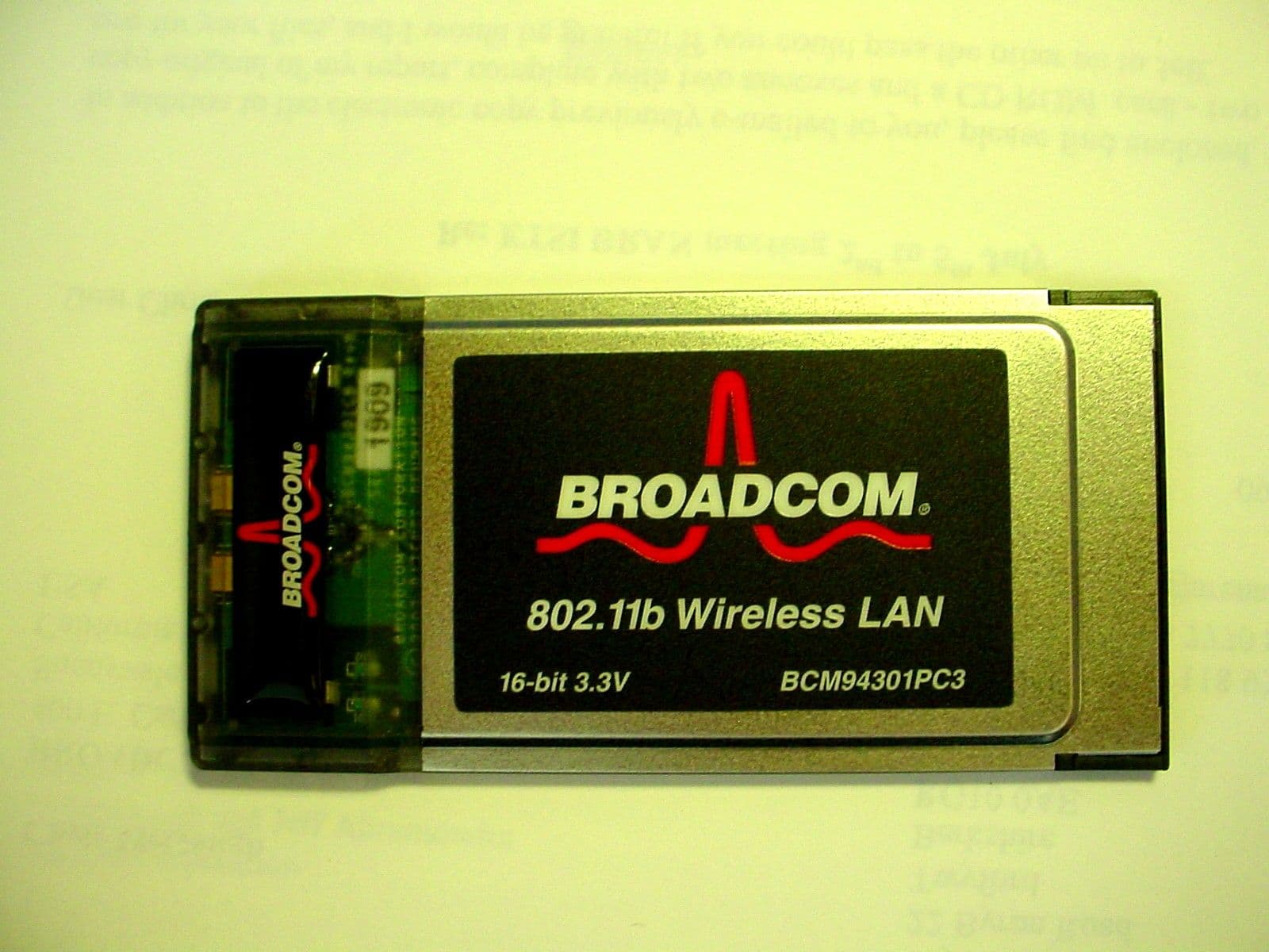 WLAN card bus/PCMCIA card - FCC ID QDS-BRCM1003 - Broadcom Corporation