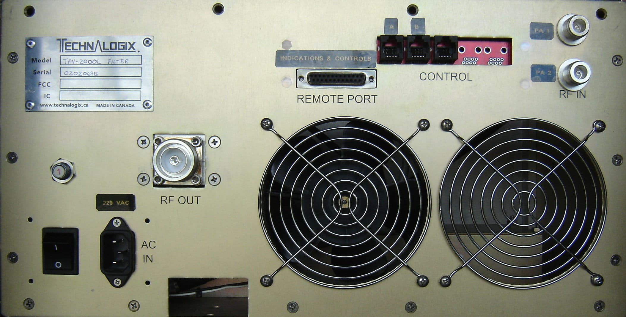 VHF Television Broadcast Transmitter - FCC ID QH5TAV2000L - Technalogix, Ltd.
