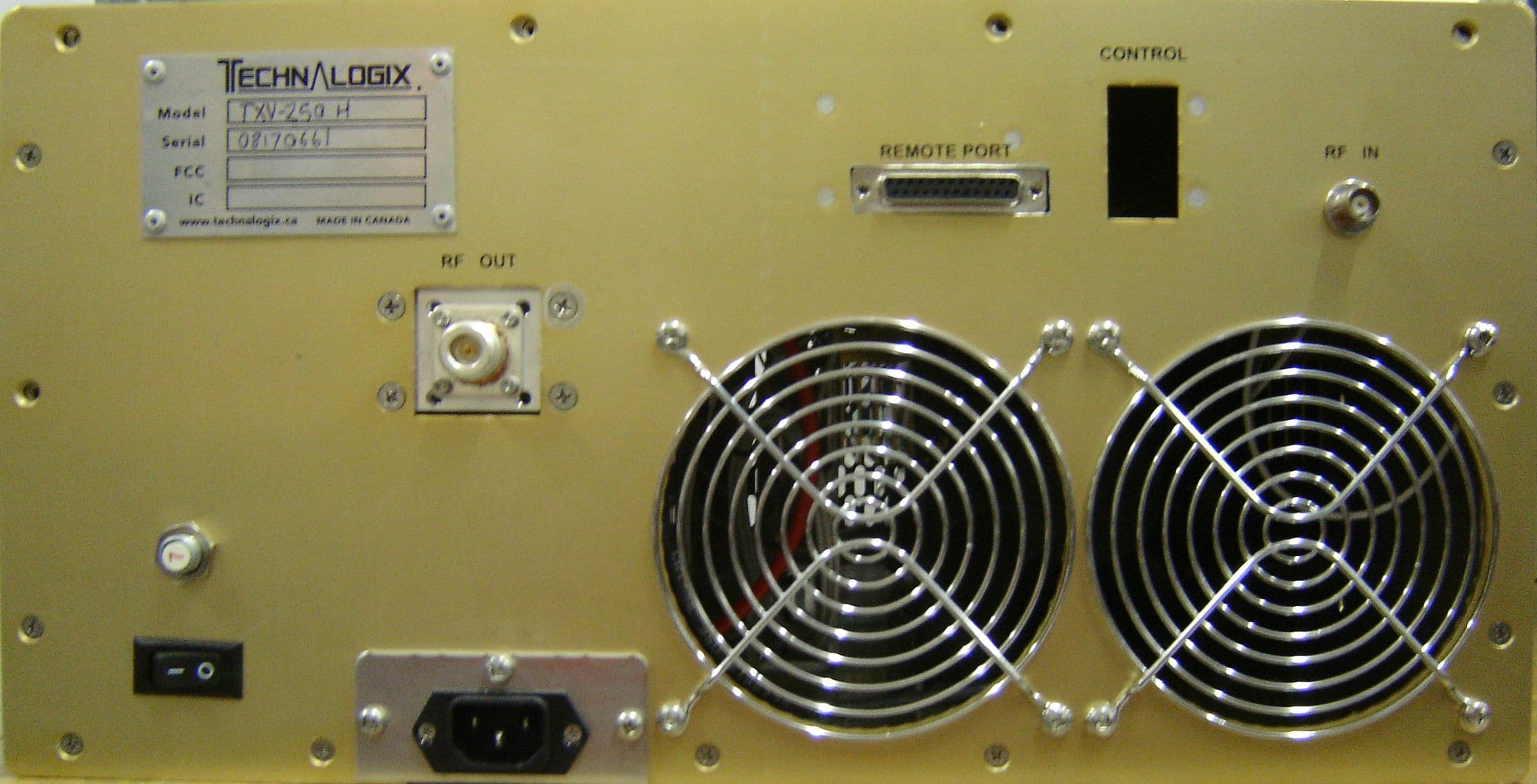 VHF Television Broadcast Transmitter - FCC ID QH5TAV250H - Technalogix, Ltd.