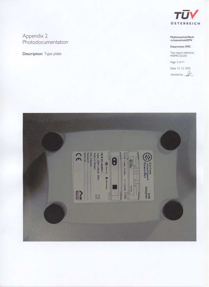 Powerline Telecommunication Modem for USB - FCC ID QIUPOWERNET-USB - Corinex Communication Corp. (2)