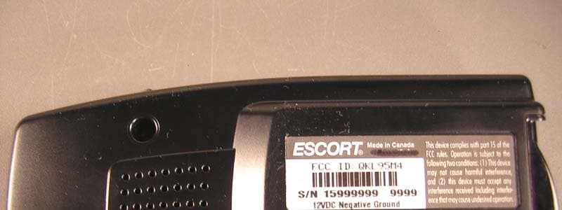 Radar Dector - FCC ID QKL95M4 - Escort Incorporated